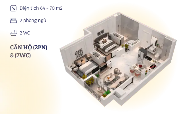 căn hộ 2 pn 2 wc